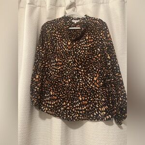 Nanette Lepore Black and Orange Abstract Blouse